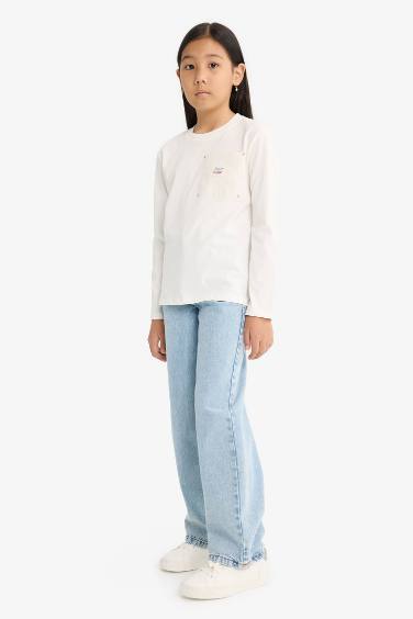 تيشيرت بناتي كم طويل بطبعة شعار اوفر سايز