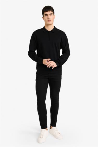 Regular Fit Polo Yaka Yarım Fermuarlı Sweatshirt