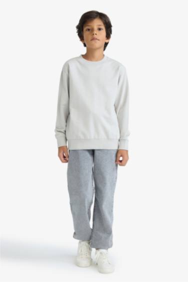 سويت شيرت ولادي بيزك سادة قصة عادية بياخة مستديرة