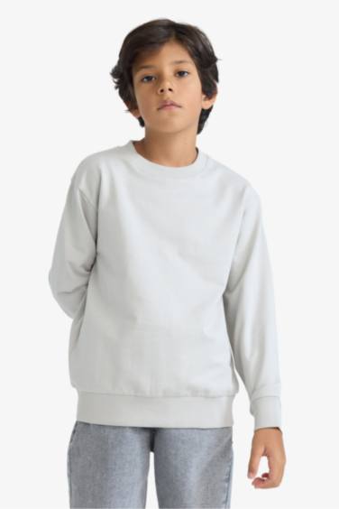 سويت شيرت ولادي بيزك سادة قصة عادية بياخة مستديرة