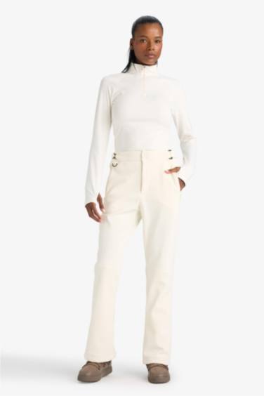 سروال القماش المنسوج قصة عادية شارلستون بجيب فليتو