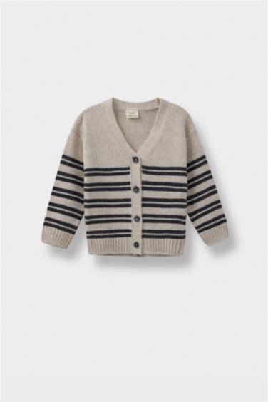 Baby Boy Regular Fit Stripped Knit Cardigan
