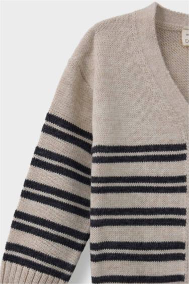 Baby Boy Regular Fit Stripped Knit Cardigan