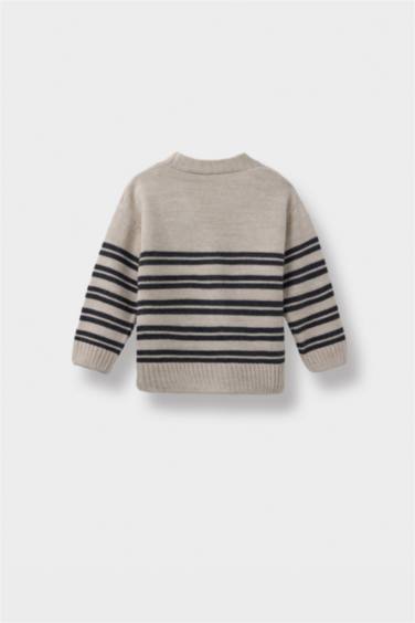 Baby Boy Regular Fit Stripped Knit Cardigan