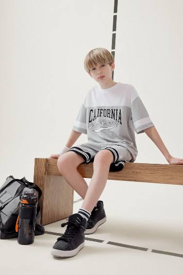 Boy Regular Fit Number Patterned Shorts