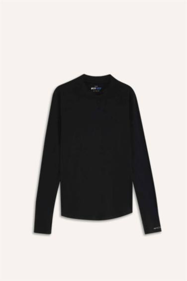 DeFactoFit Slim Fit Dar Kesim Dik Yaka Sporcu Uzun Kollu Body