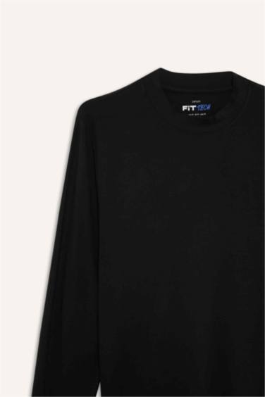 DeFactoFit Slim Fit Dar Kesim Dik Yaka Sporcu Uzun Kollu Body