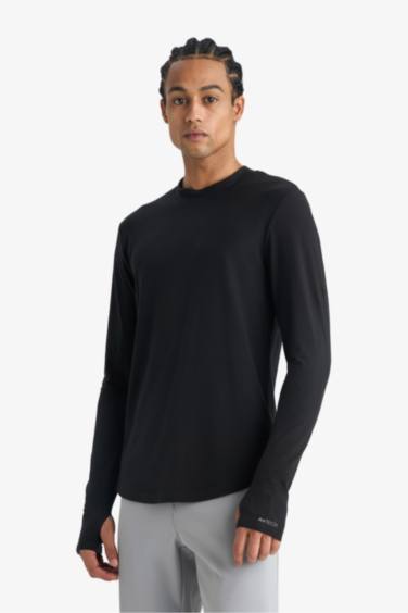 Slim Fit Dar Kesim Dik Yaka Sporcu Uzun Kollu Body