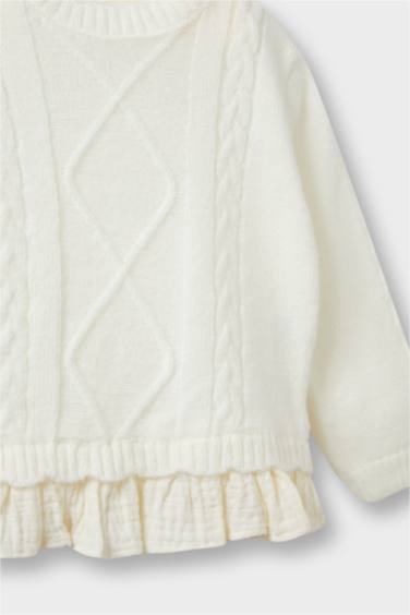 بلوفر تريكو بيبي بنات قصة عادية برقبة مستديرة