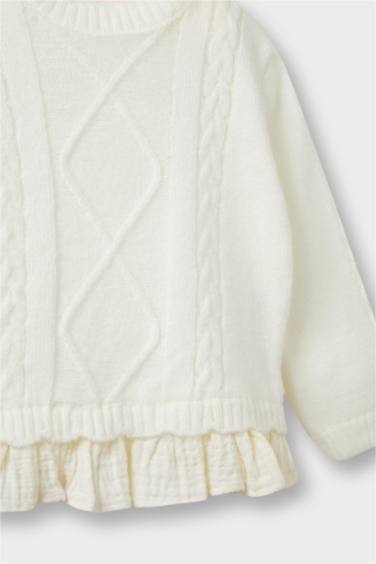 Kız Bebek Bisiklet Yaka Triko Kazak