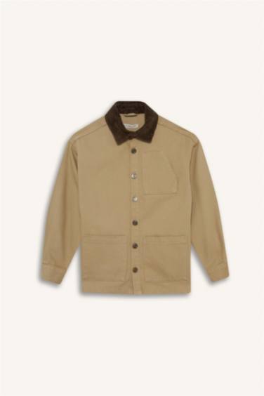 قميص أولاد كم طويل جبردين اوفر سايز برقبة بولو