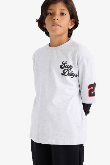 Erkek Çocuk 2'li Takım Baskılı Sweatshirt Eşofman Altı