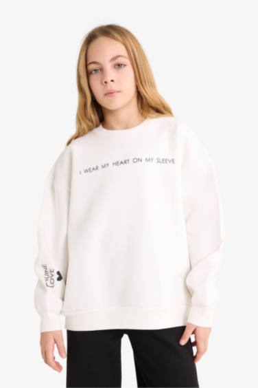 Kız Çocuk 2'li Takım Baskılı Sweatshirt Eşofman Altı