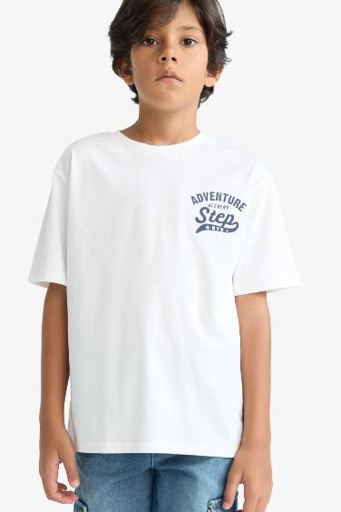 T-shirt imprimé à manches courtes et col rond pour garçon