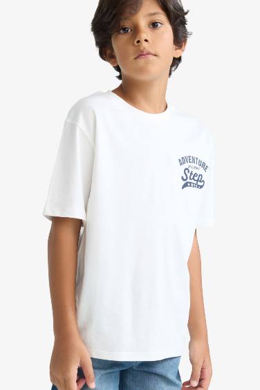 T-shirt imprimé à manches courtes et col rond pour garçon