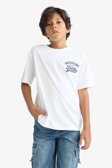 T-shirt imprimé à manches courtes et col rond pour garçon