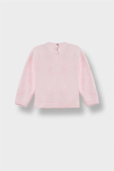 Pull en tricot col rond à motifs noeuds pour bébé fille