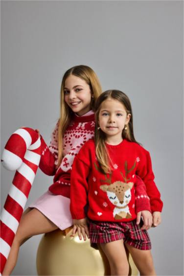 Pull de Noël à col rond Coupe régulière pour bébé fille