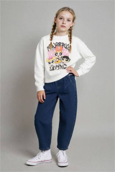 Girl Balloon Fit Wide Leg Jeans