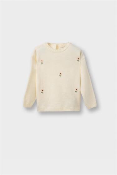 Baby Girl Regular Fit Crew Neck Animal Print Pullover