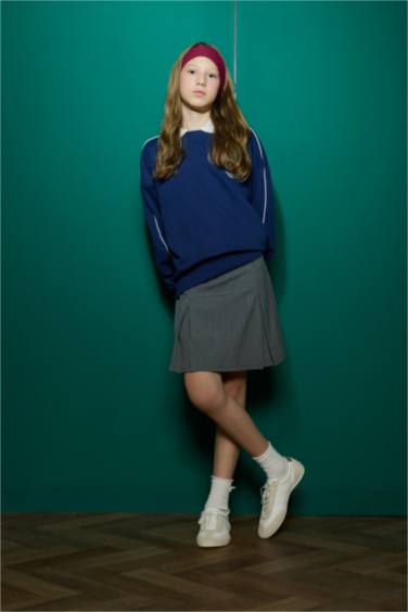 جيبة شورت بناتي بوبلين بخصر مطاطي