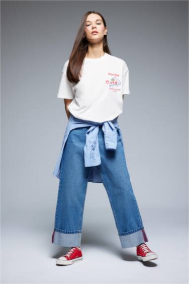 تيشيرت نص ردن اوفر سايز بياخة مستديرة