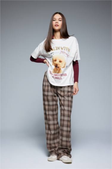 Oversize Fit Crew Neck Printed Short Sleeve T-Shirt