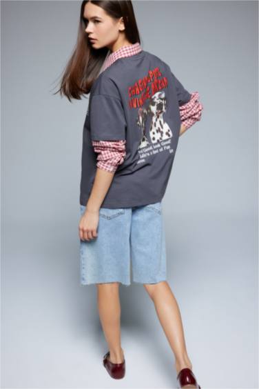 Oversize Fit Crew Neck Back Printed T-Shirt