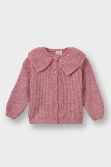 Baby Girl Large Collar Knit Cardigan