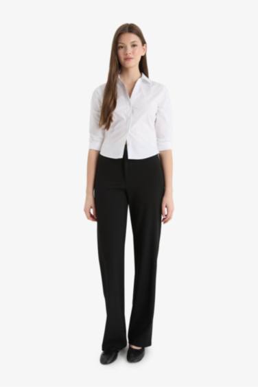 Wide Leg Normal Bel Basic Düz Standart Boy Pantolon