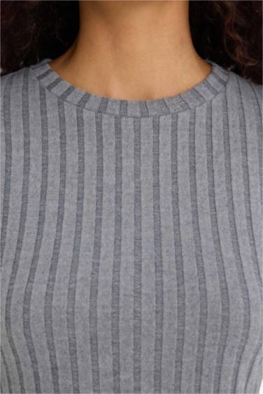 Robe moulante à col rond et manches longues