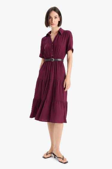 Shirt Collar Long Sleeve Dress