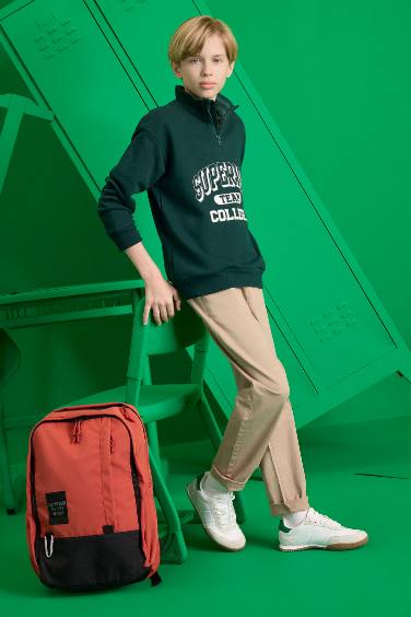 سويت شيرت مطبوعة قصة عادية بغطاء للرأس