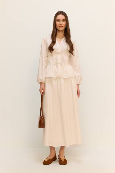 Poplin V-Neck Long Sleeve Tunic