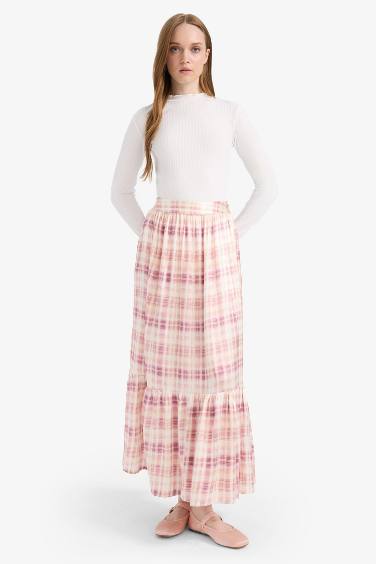 تنورة طويل مطبوع ستان