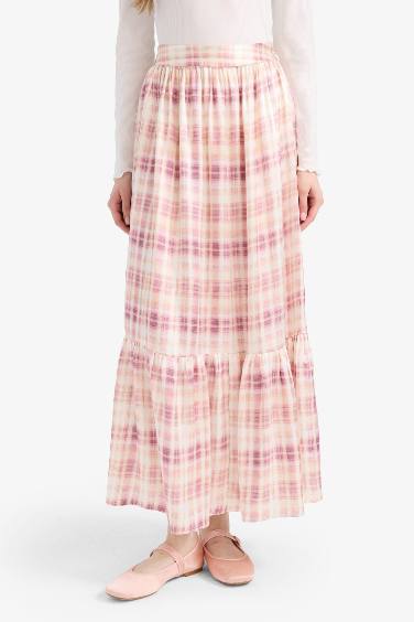 تنورة طويل مطبوع ستان