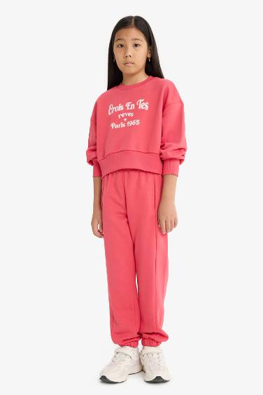 Girl Printed Sweatshirt Sweatpants 2 Piece Set