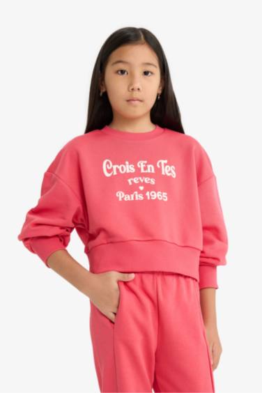 Girl Printed Sweatshirt Sweatpants 2 Piece Set