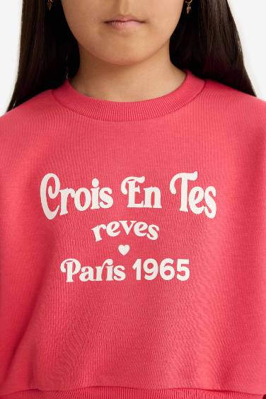 Girl Printed Sweatshirt Sweatpants 2 Piece Set