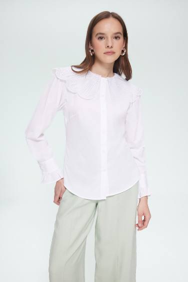 Удлинённое рубашка-платье с широким воротником Regular Fit