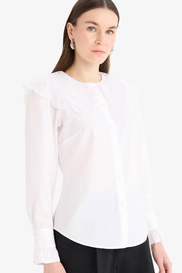 Удлинённое рубашка-платье с широким воротником Regular Fit