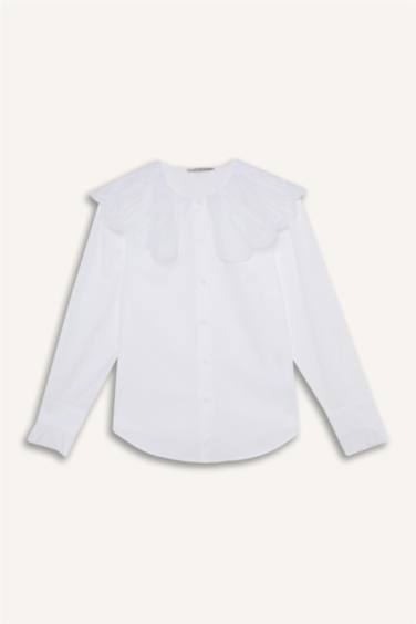 Удлинённое рубашка-платье с широким воротником Regular Fit