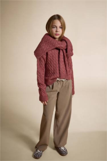 بلوز صوف بناتي تريكو قصة عادية برقبة مدورة