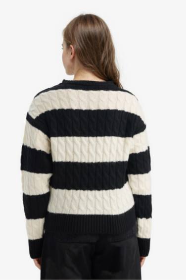Girl Regular Fit Crew Neck Stripped Knitwear Pullover