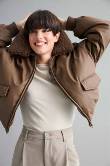 Regular Fit Polo Yaka Suni Deri Mont