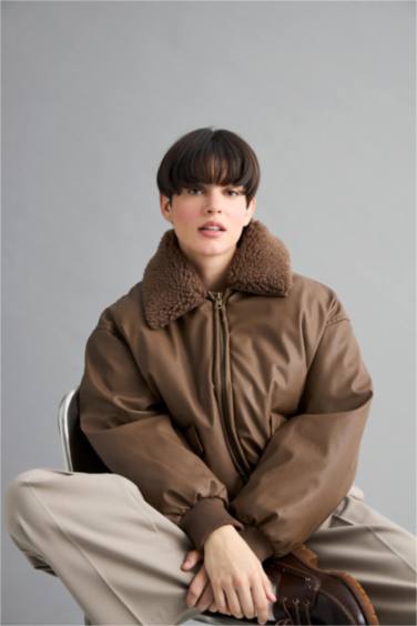 Regular Fit Polo Yaka Suni Deri Mont