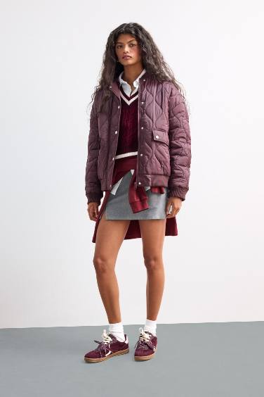 Su Geçirmez Regular Fit Çıtçıtlı Fermuarlı Kapitoneli Mont