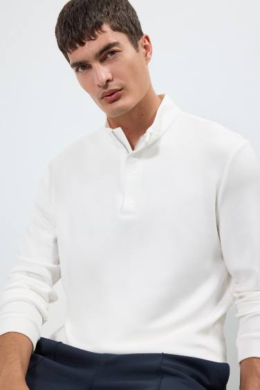 Regular Fit Dik Yaka Yarım Fermuarlı Sweatshirt