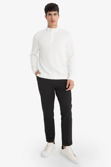 Regular Fit Dik Yaka Yarım Fermuarlı Sweatshirt