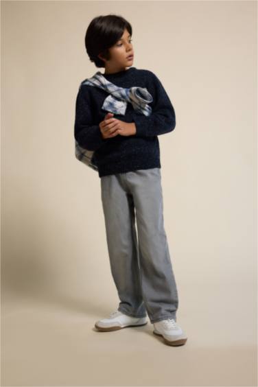 Erkek Çocuk Wide Leg Düz Paça Jean Pantolon